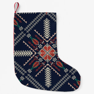 Meia De Natal Pequena Bordado Palestino: Design de Padrão Tradicional