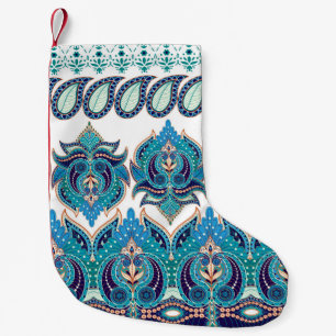 Meia De Natal Pequena Bordas Florais do ornamentado: Vintage Paisley Des