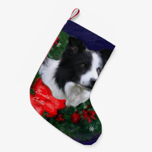 Meia De Natal Pequena Border Collie Christmas