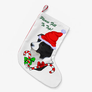 Meia De Natal Pequena Border Collie Christmas