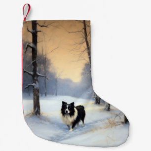 Meia De Natal Pequena Border Collie Deixe Nevar Natal