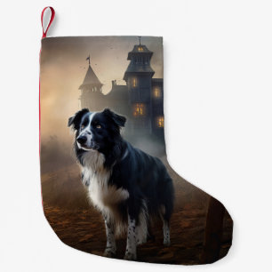 Meia De Natal Pequena Border Collie Halloween Scary