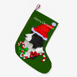 Meia De Natal Pequena Border Collie Santa Hat Natal