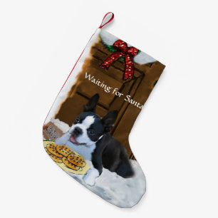 Meia De Natal Pequena Boston Terrier Natal