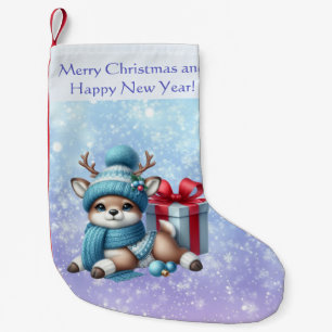 Meia De Natal Pequena Botânico de Natal em Aquarela Elegante