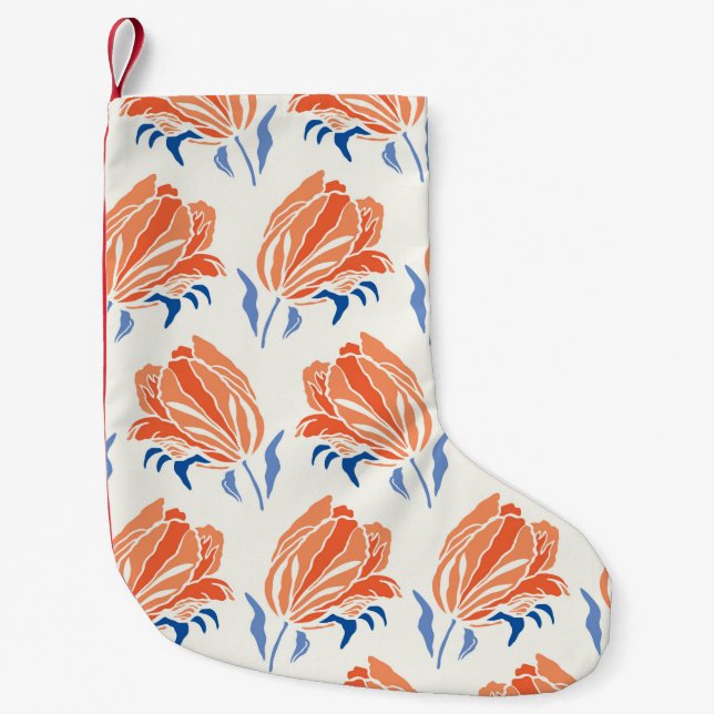 Meia De Natal Pequena Botany Geometric Baroque Tulip Pattern. Seamless F (Frente)