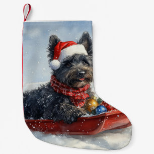 Meia De Natal Pequena Bouviers Des Flandres Dog em Sledge Christmas