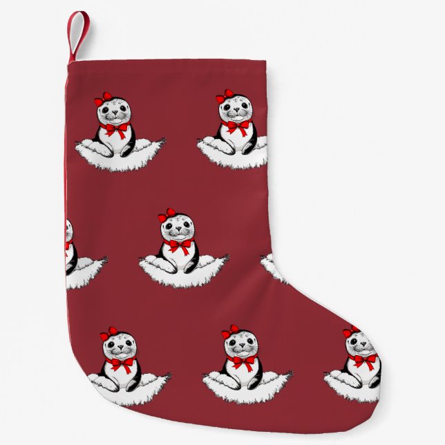 Meia De Natal Pequena Bow-tiful Seal – Christmas Edition (Frente)