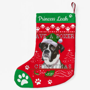 Meia De Natal Pequena Boxer Christmas Stockings - Boxer Dog