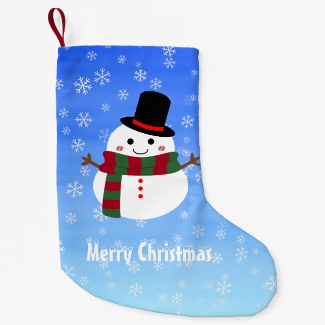 Meia De Natal Pequena Branca de Natal Snowman (Frente)