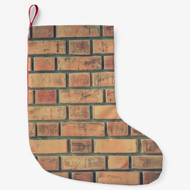 Meia De Natal Pequena Bricks wall stone wall brick wall (Frente)