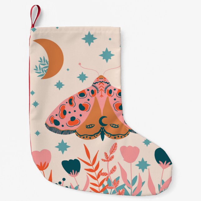 Meia De Natal Pequena Bright Folart Moths (Frente)