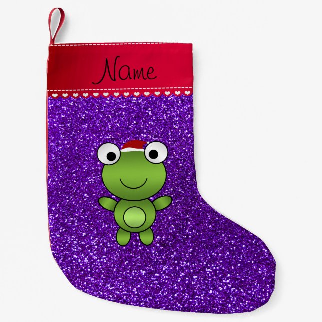 Meia De Natal Pequena Brilho roxo personalizado do índigo conhecido do (Frente)