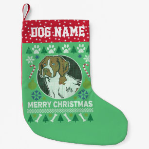 Meia De Natal Pequena Brittany Spaniel Cachorro Criou Um Suéter De Nata