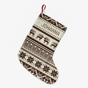 Meia De Natal Pequena Brown & camisola feia bege do Natal - seu nome