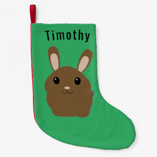 Meia De Natal Pequena Brown Cartoon Bunny