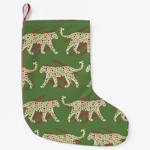 Meia De Natal Pequena Brushstrokes selvagens: Leopardo em Repetição