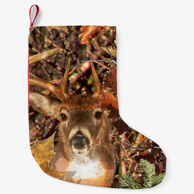 Meia De Natal Pequena Buck em Camouflage White Tail Deer (Frente)