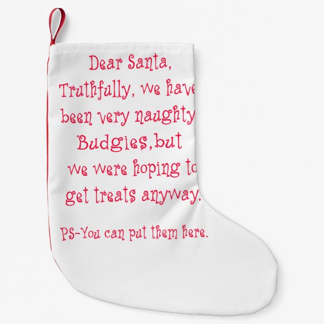 Meia De Natal Pequena Budgies impertinente (Frente)