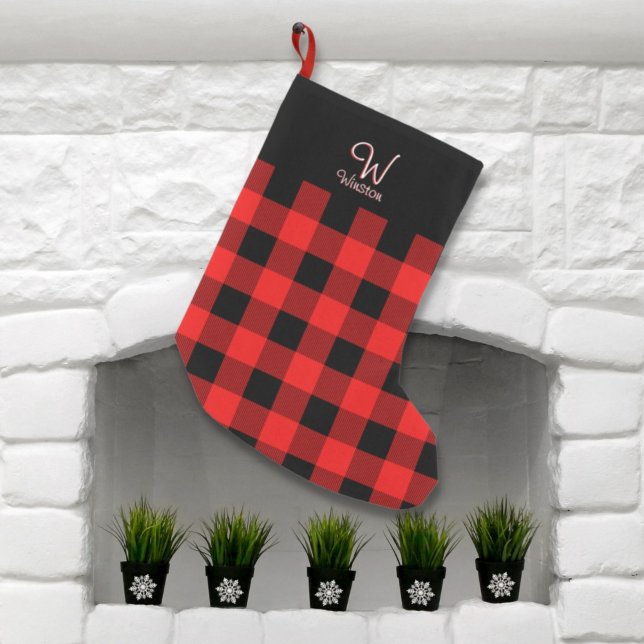 Meia De Natal Pequena Buffalo Check Red Plaid Small Christmas Stocking (Criador carregado)