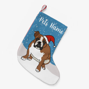 Meia De Natal Pequena Buldogue Inglês Feriado de Natal