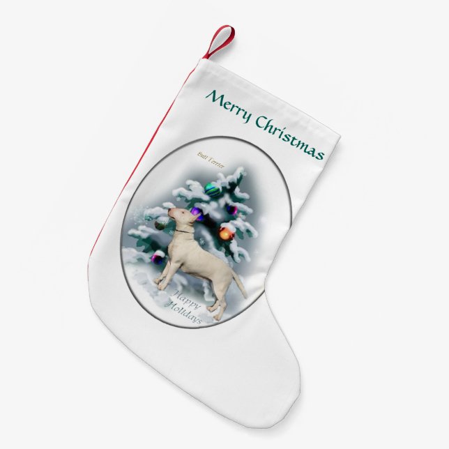 Meia De Natal Pequena Bull Terrier Natal (Frente (Pendurada))