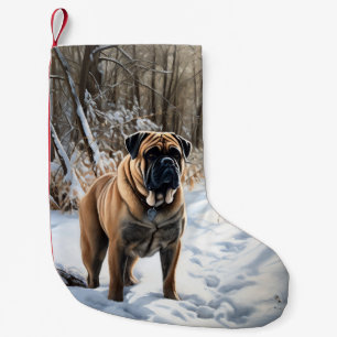 Meia De Natal Pequena Bullmastiff Deixar Neve Natal