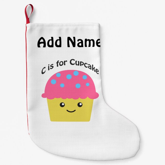 Meia De Natal Pequena C é para Cupcake (Frente)