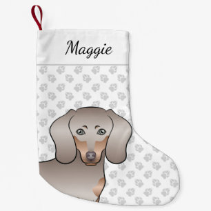 Meia De Natal Pequena Cabeça de cachorro Dachshund Isabella e Tan pelo l