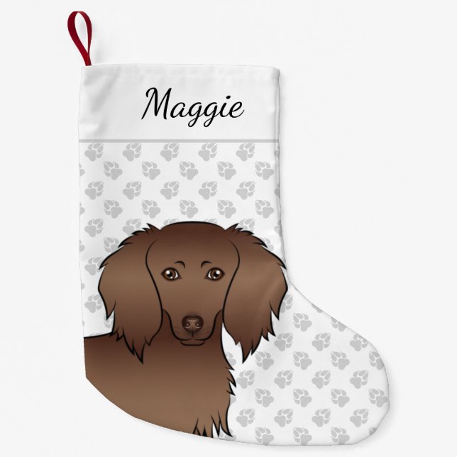 Meia De Natal Pequena Cabeça de cachorro de desenho animado Dachshund de (Frente)