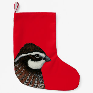 Meia De Natal Pequena Cabeça de Codorna Bobwhite