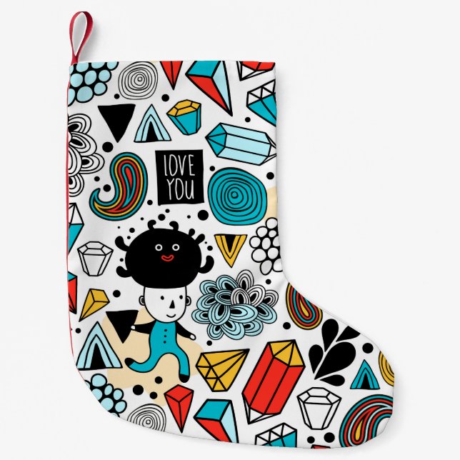 Meia De Natal Pequena Cabeça louca (Frente)