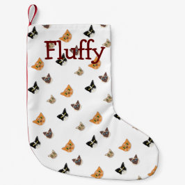 Meia De Natal Pequena Cabeças felizes do gato