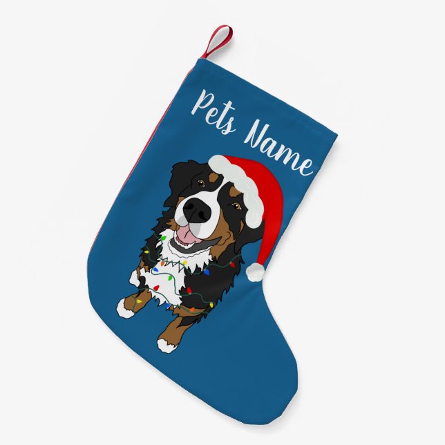 Meia De Natal Pequena Cachorro da Montanha Bernese no Feriado (Frente (Pendurada))