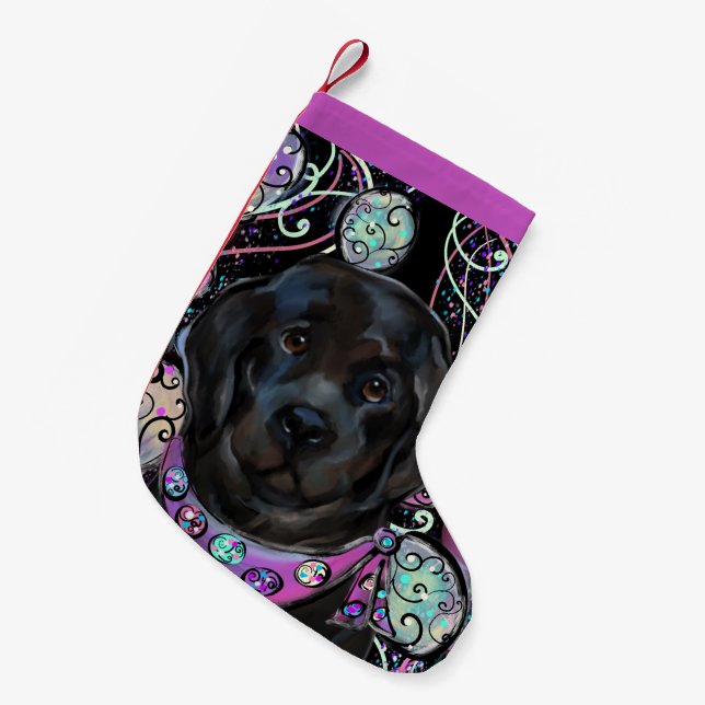 Meia De Natal Pequena Cachorro da Terra Nova (Frente (Pendurada))