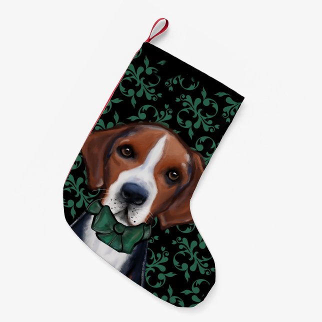 Meia De Natal Pequena Cachorro-de-caça-americano (Frente (Pendurada))