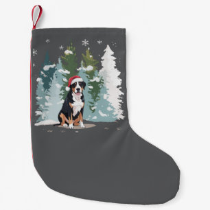 Meia De Natal Pequena Cachorro de Montanha Bernês de Natal Mãe Filhote I