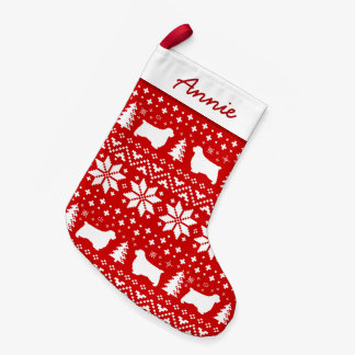Meia De Natal Pequena Cachorro-Espanhol Silhuettes