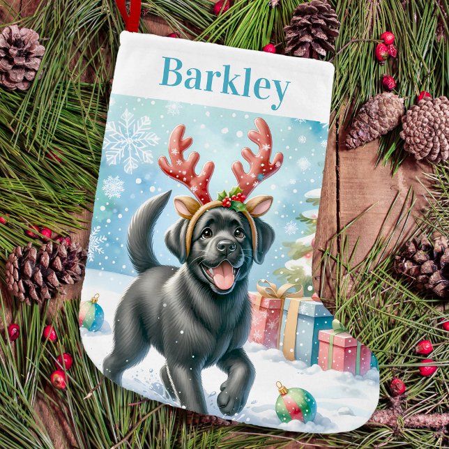 Meia De Natal Pequena Cachorro Feliz, Feliz Puppy, Labrador Retriever (Criador carregado)