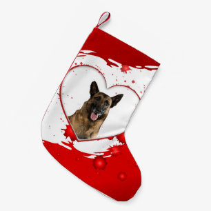 Meia De Natal Pequena Cachorro german shepherd em um estoque de natal ca