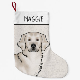 Meia De Natal Pequena Cachorro Golden Retriever Creme Inglês Nome Person