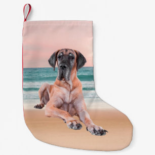 Meia De Natal Pequena Cachorro Great Dane Fofo Personalizado Sentado na