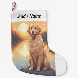 Meia De Natal Pequena Cachorro Retriever Dourado