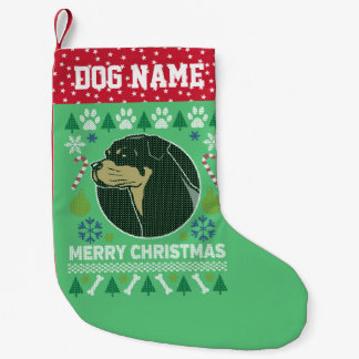 Meia De Natal Pequena Cachorro Rottweiler Raça Feia