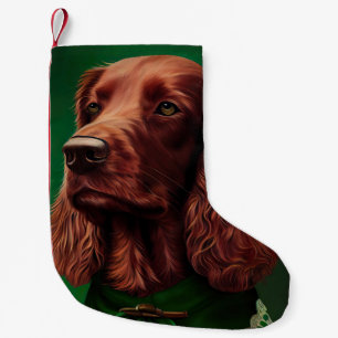 Meia De Natal Pequena Cachorro Setter Vermelho Irlandês vestido para o D