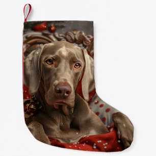 Meia De Natal Pequena Cachorro Weimaraner Natal Festivo