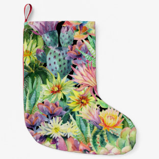 Meia De Natal Pequena Cacto de coloração d'água, padrão sem costura.