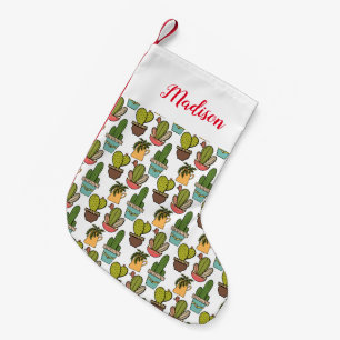 Meia De Natal Pequena Cacto & Succulents internos no teste padrão dos