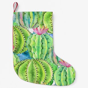 Meia De Natal Pequena Cactos Watercolor: Ornament Floral Summer.