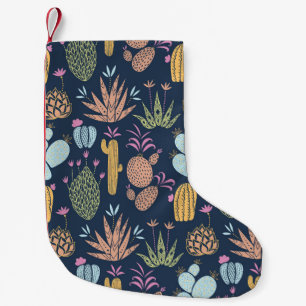 Meia De Natal Pequena Cactus Charm: Vintage Floral Colorida